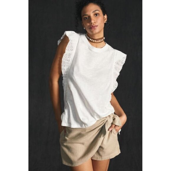 Anthropologie Tops - NWT Anthropologie Pilcro Ruffle-Sleeved Tunic White s